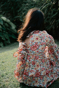 Block Printed Dress - Lucky Red Floral-0