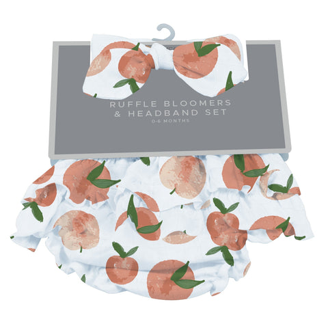 Carnelian Peaches Ruffle Bloomers and Headband Set-0